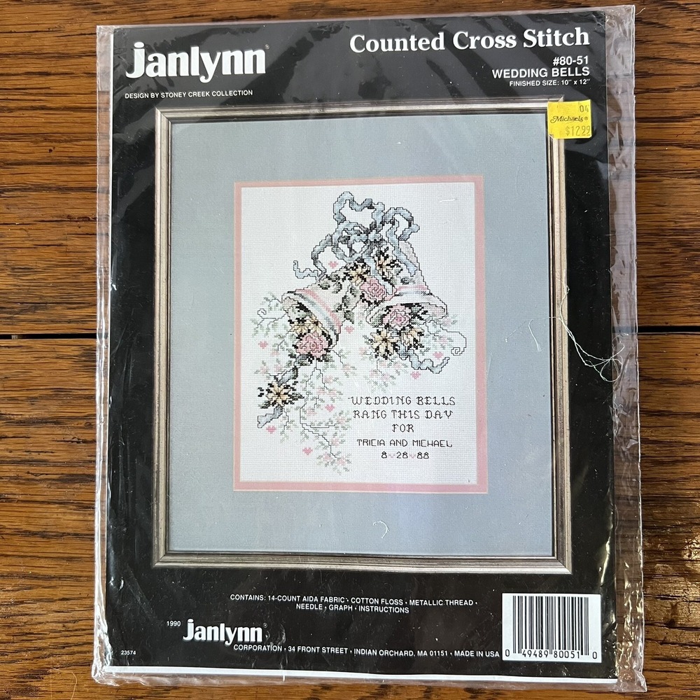 Janlynn WEDDING BELLS #80-51 Counted Cross Stitch Kit 10"x12" New Vintage Sealed